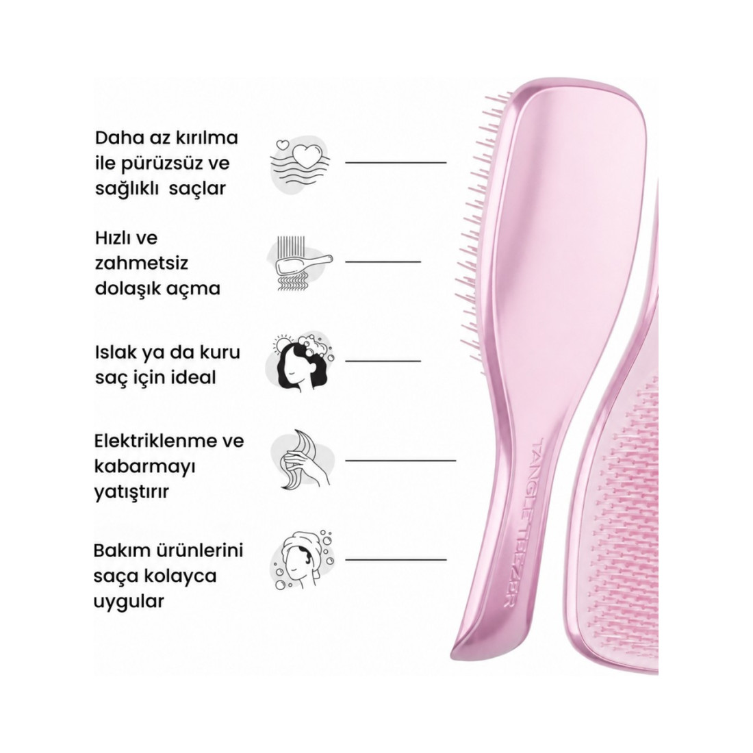 Tangle Teezer Mini Ultimate Detangler Satin Pink Chrome Saç Fırçası-Tarak / Mini Boy