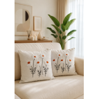 Enavm Punch Bohem Beyaz Papatyalar Yastık / Kırlent Kılıfı 43*43 cm - 2 adet