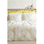 Karaca Home Loretta Sarı %100 Pamuk Çift Kişilik Nevresim Takımı (PP)