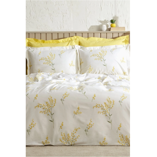 Karaca Home Loretta Sarı %100 Pamuk Çift Kişilik Nevresim Takımı (PP)