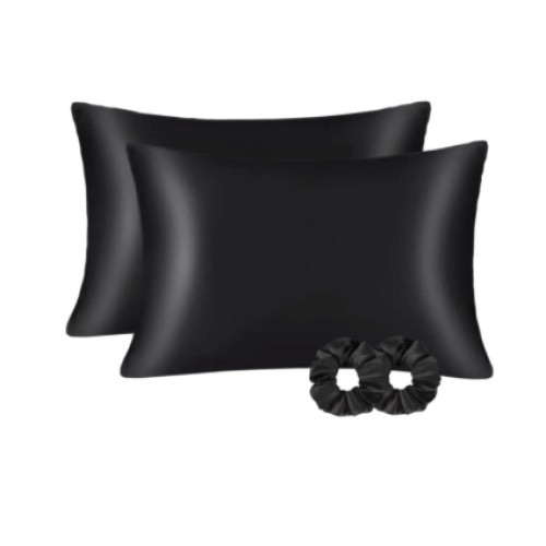siyah saten yastık kılıf 2 li