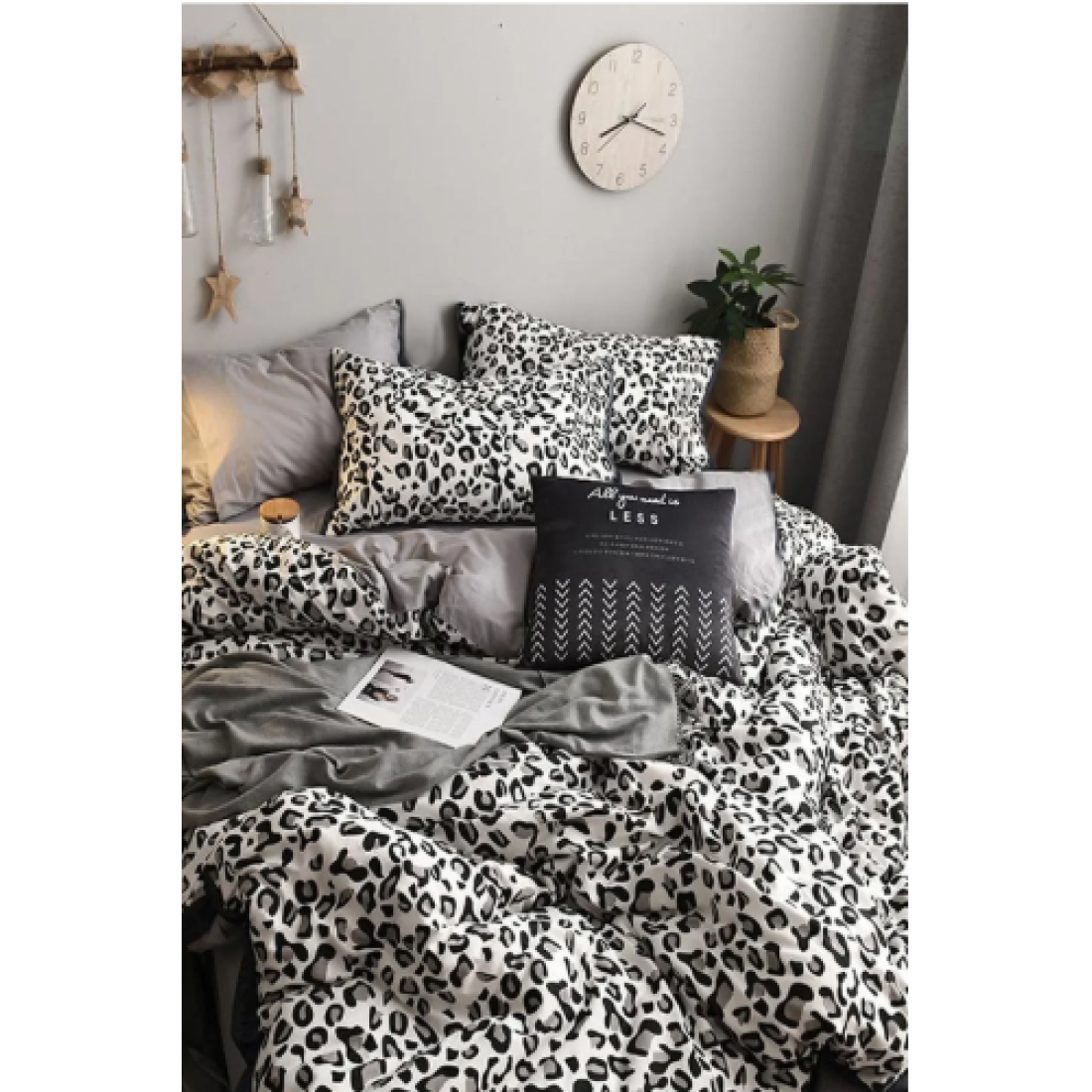 İQON Lastikli Çarşaflı Nevresim Takımı Çift Kişilik Leopar Premium Cotton 64s
