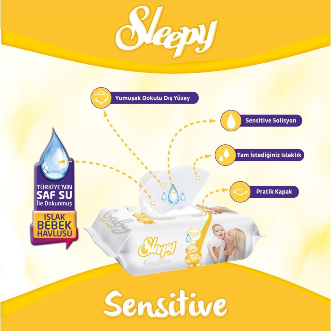 Sleepy Sensitive Islak Mendil 90 Lı 12 Paket (Toplam 1080 Yaprak)