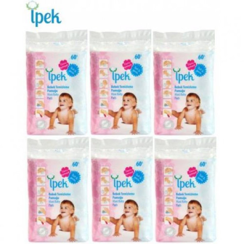 İpek Bebek Temizleme Pamuğu 60 Adet 6'Lı Set