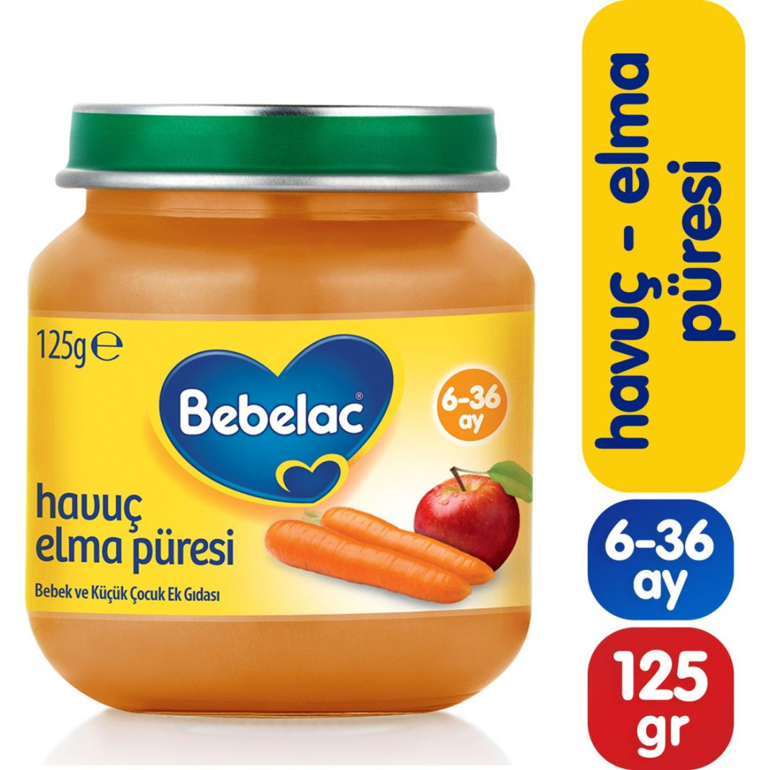 Bebelac Havuç Elma Püreli Kavanoz Maması 125 Gr