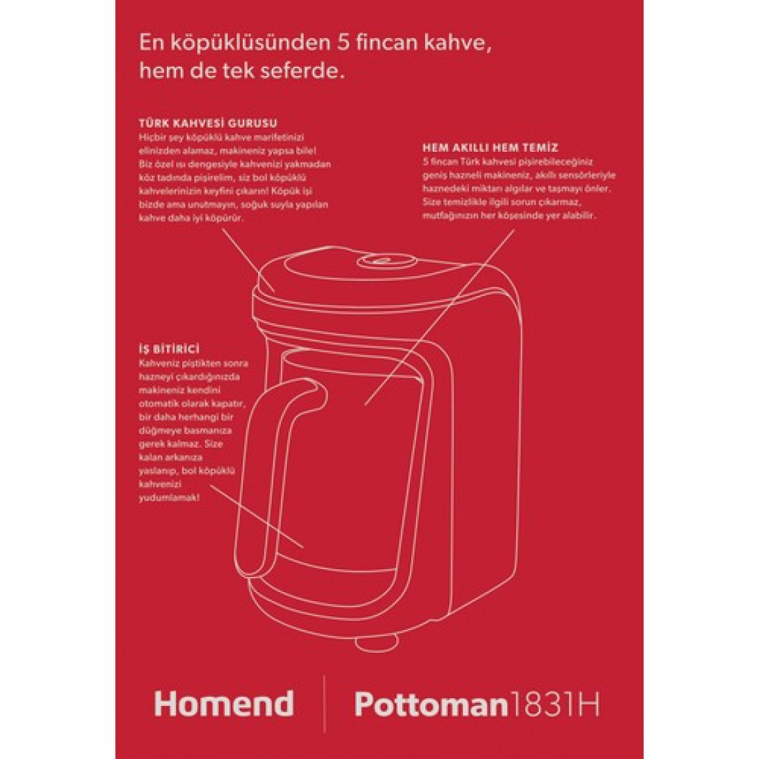 Homend Pottoman 1831H Türk Kahvesi Makinesi