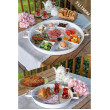 Kitchen Trend 2 Li 51 Cm ve 37 Cm Ahşap Kulplu Metal Yuvarlak Beyaz Tepsi Sunum Tepsi, Kahvaltı Tepsisi
