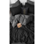 İqon Lastikli Çarşaflı Nevresim Takımı Çift Kişilik Gri-Siyah Blackgrey