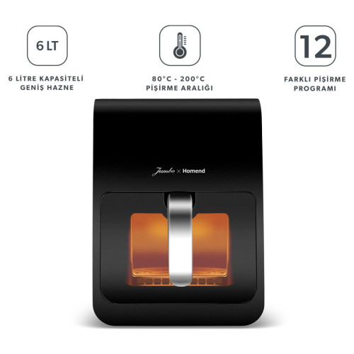 Jumbo X Homend Airfryday 2507H 12 Farklı Program Dokunmatik Ekran Buhar Fonksiyonlu 6L Airfryer