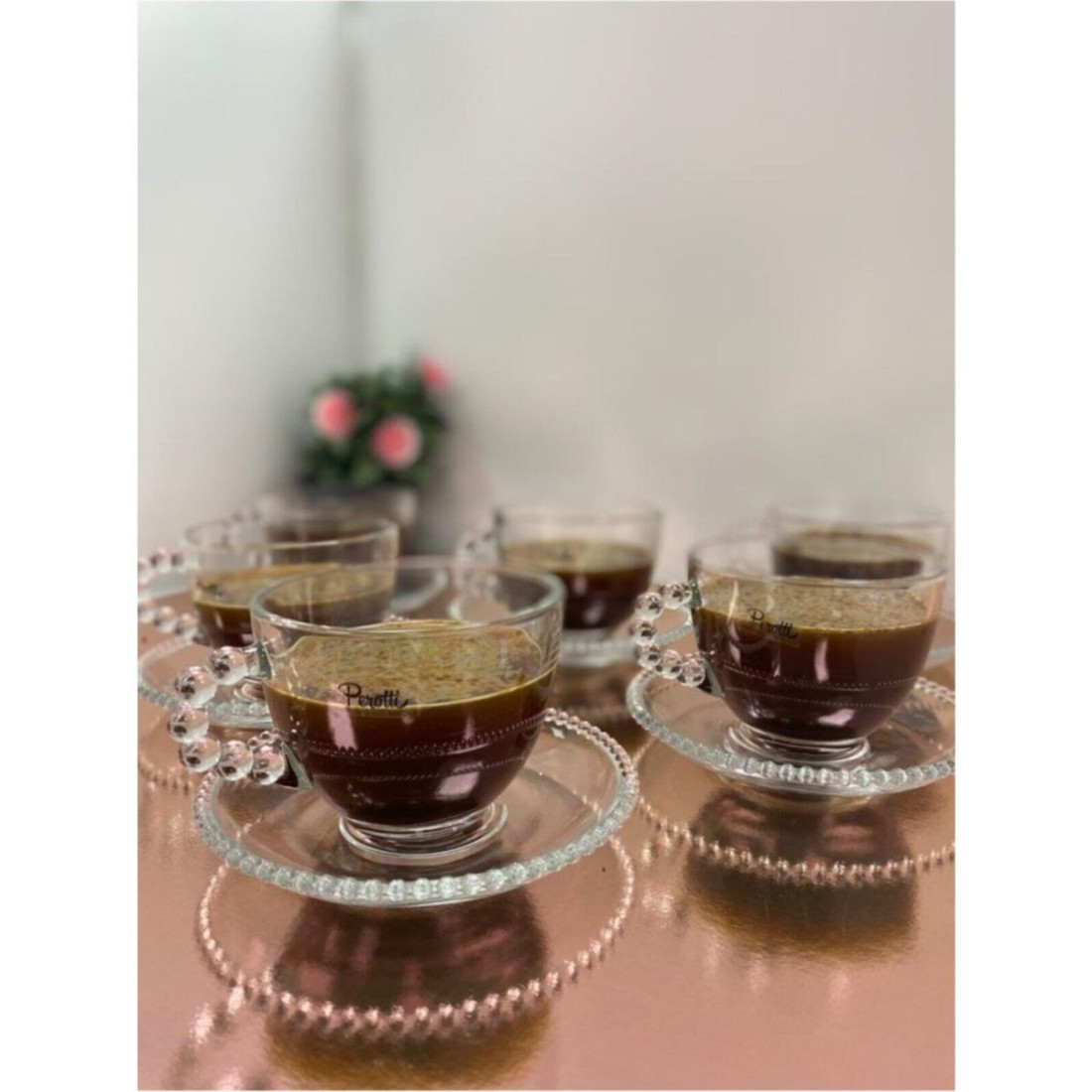 Girona 6'Lı Kulplu Boncuklu Çay- Türk Kahvesi Seti