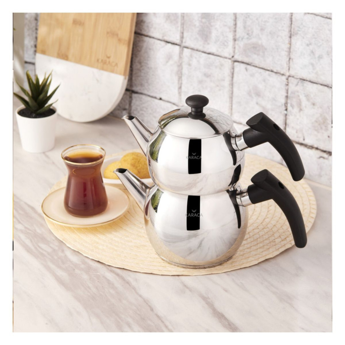 Karaca Adelya Mini Boy Siyah Çaydanlık Takımı 2 Kişilik