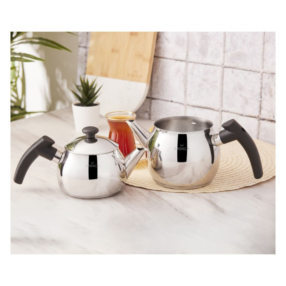 Karaca Adelya Mini Boy Siyah Çaydanlık Takımı 2 Kişilik