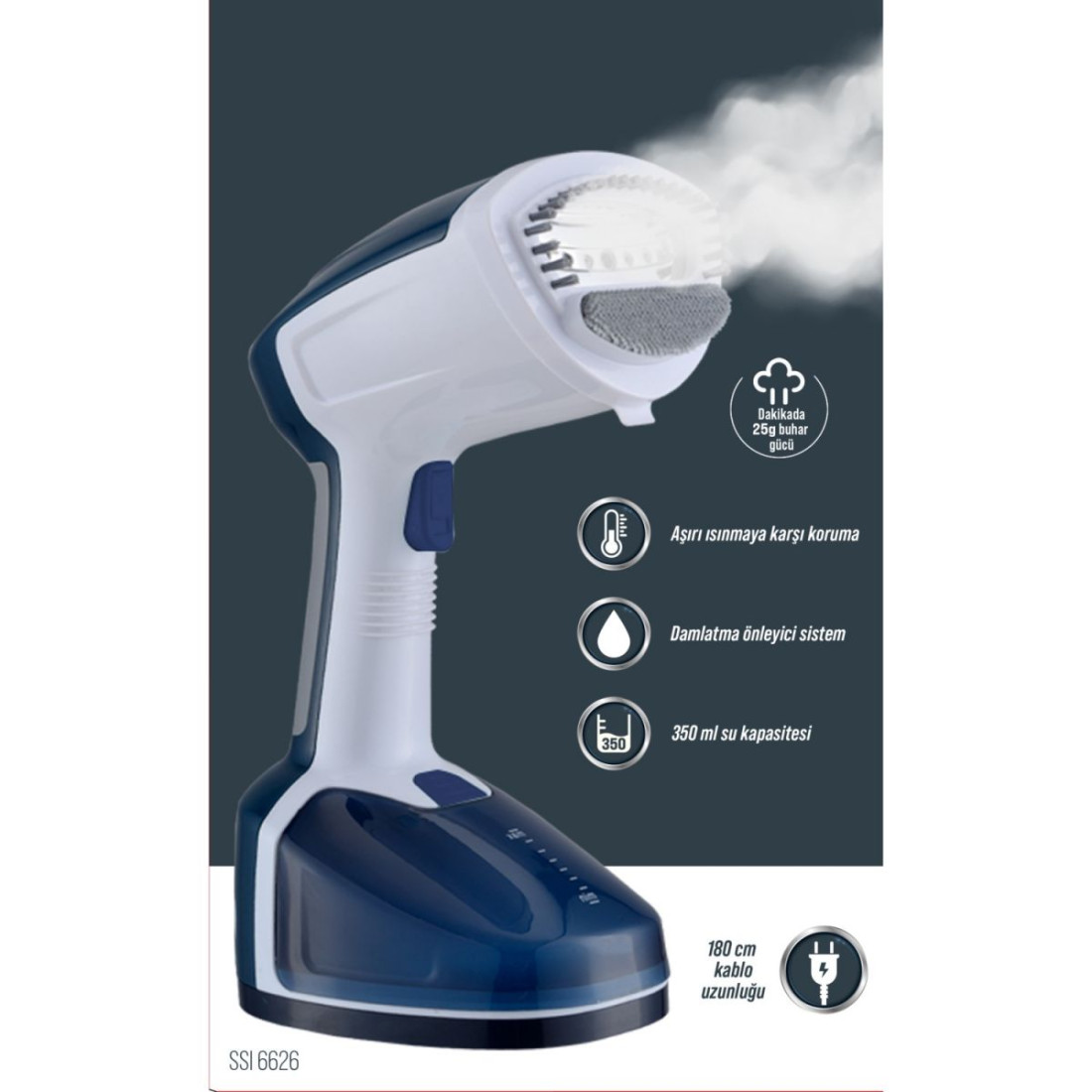 Si̇nbo Ssi-6626 Buharlı Kırışık Giderici 1500 W 350 Ml