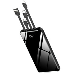 Intouch 10.000 Mah Prime Dijital Göstergeli Dahili Çoklu Kablolu Powerbank Siyah