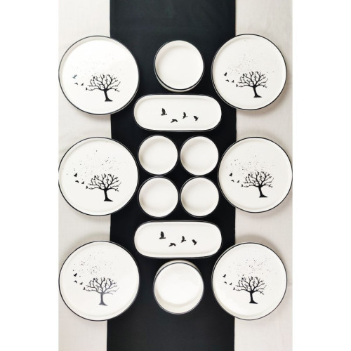 Dfn Life Black Birds 14 Parça 6 Kişilik Kahvaltı Takımı - Sunum Tabağı