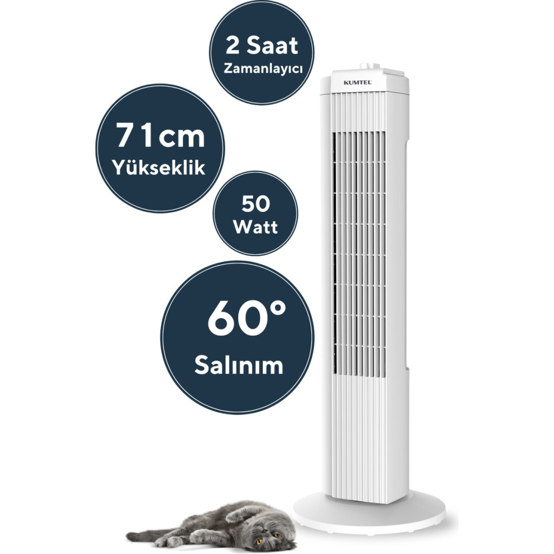 Kumtel Ktf-258W Kule Tipi Vantilatör Beyaz