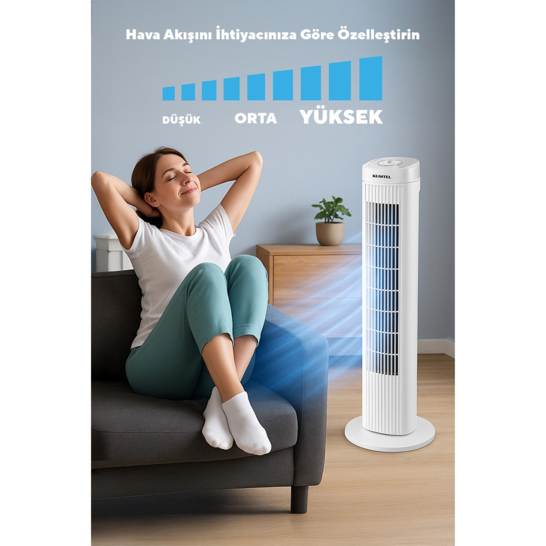 Kumtel Ktf-258W Kule Tipi Vantilatör Beyaz