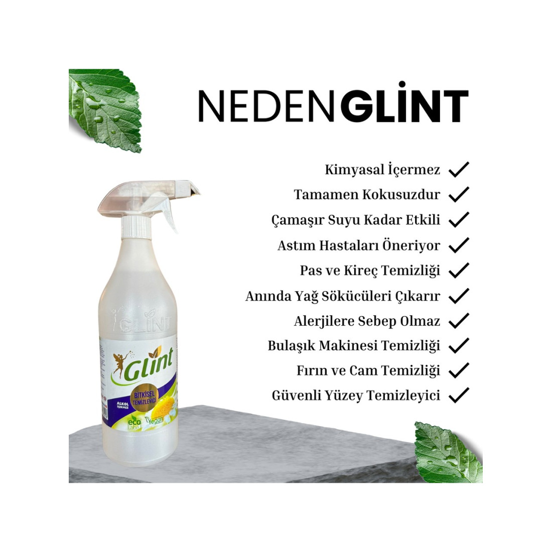 Glint Bitkisel Çok Amaçlı Temizleyici Leke Çıkarıcı - Yağ Çözücü 1 Litre