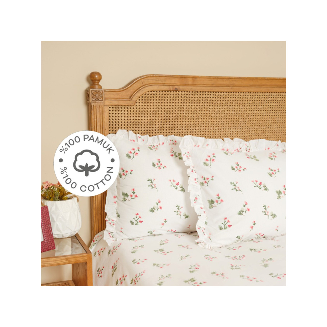 Karaca Home Silvie Kırmızı Fırfırlı Çift Kişilik Çarşaf Takımı