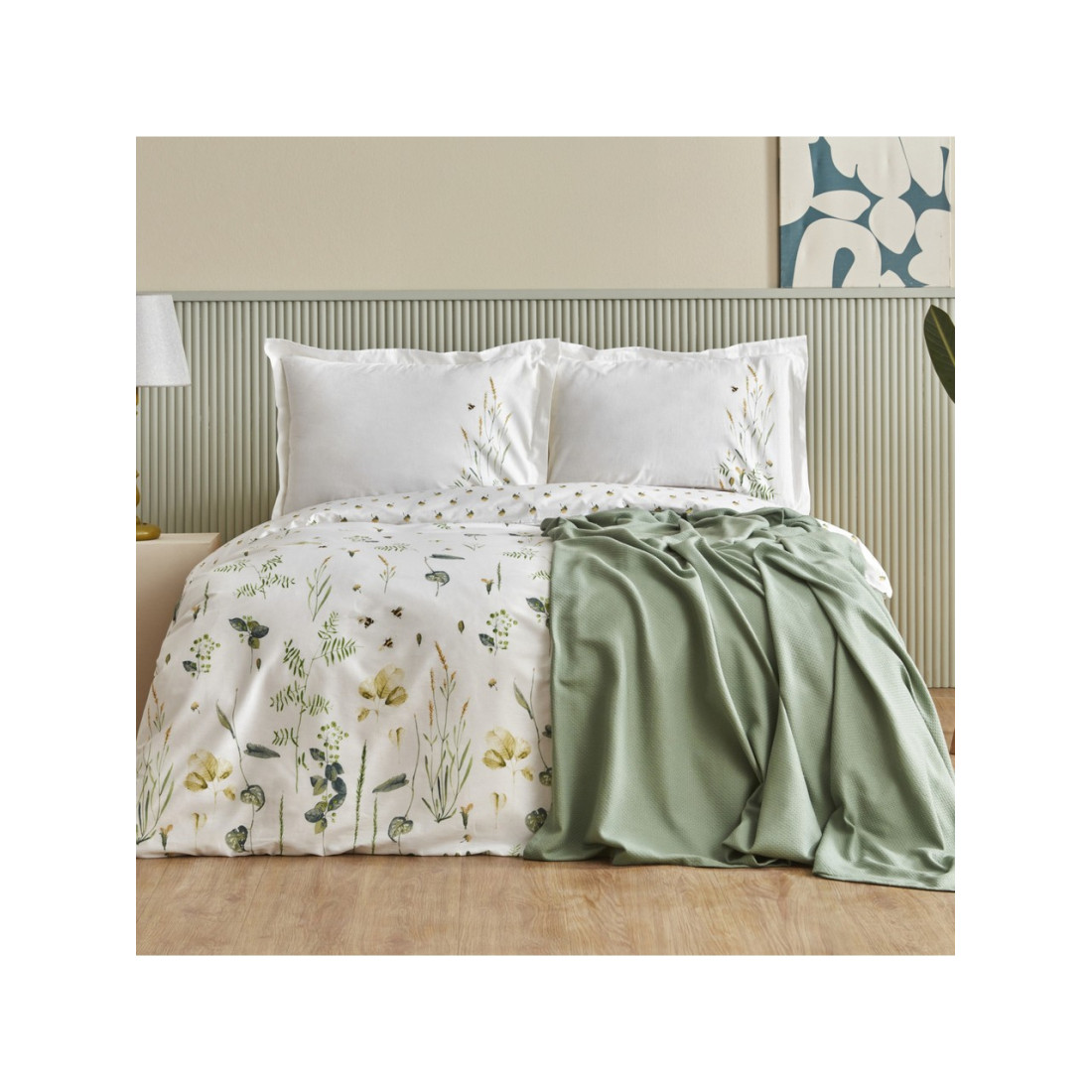 Karaca Home Herbal Pamuk Çift Kişilik Nevresim Pike Set Beyaz