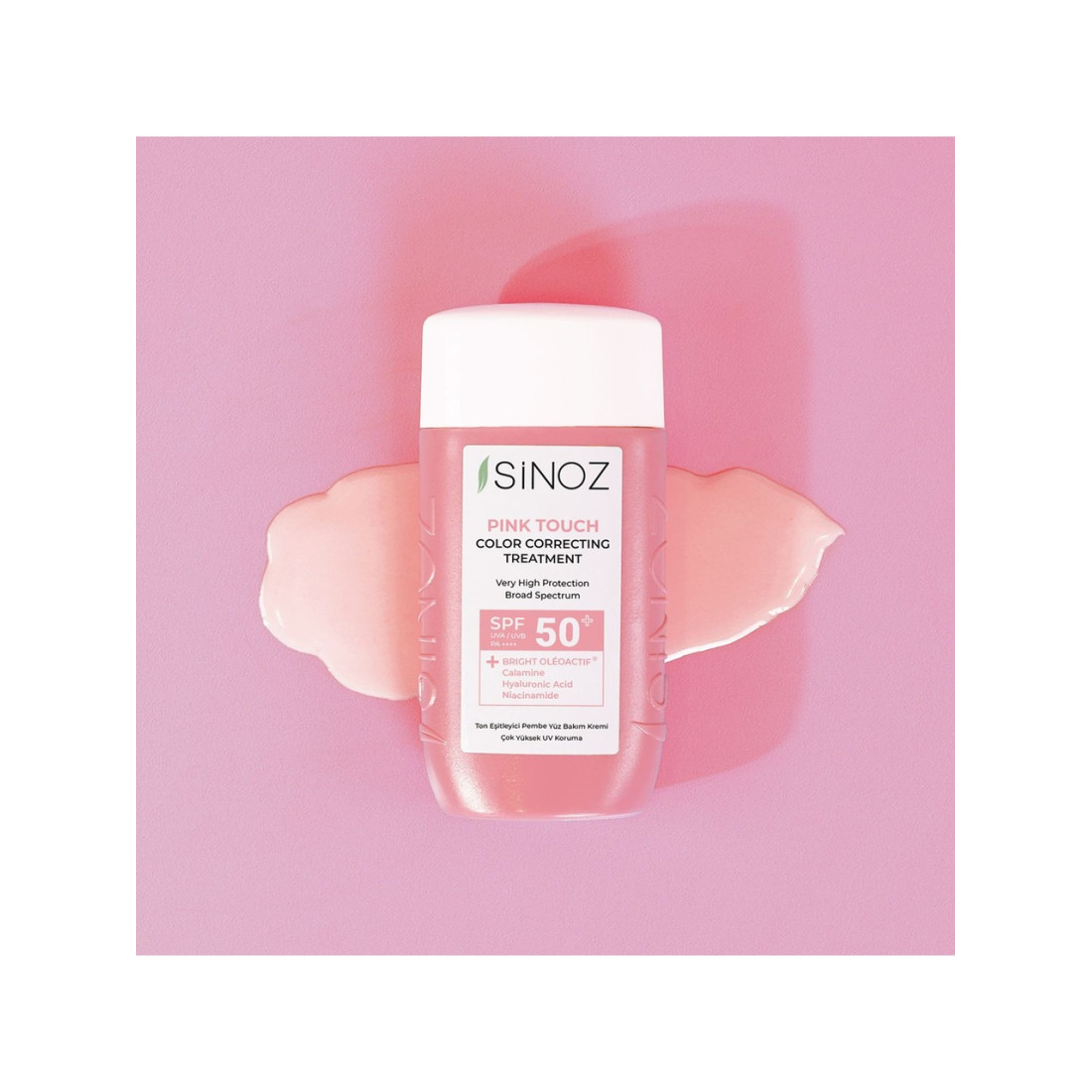 Sinoz Pink Touch Anında Ton Eşitleyici Onarıcı Nemlendirici Pembe Yüz Güneş Kremi Spf50