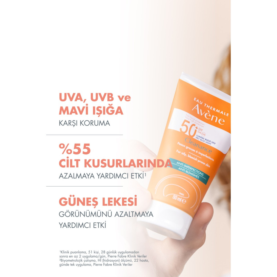 Avene Cleanance Solaire Spf 50 - Yağlı ve Akneli Ciltler İçin Güneş Koruma Kremi 50 Ml