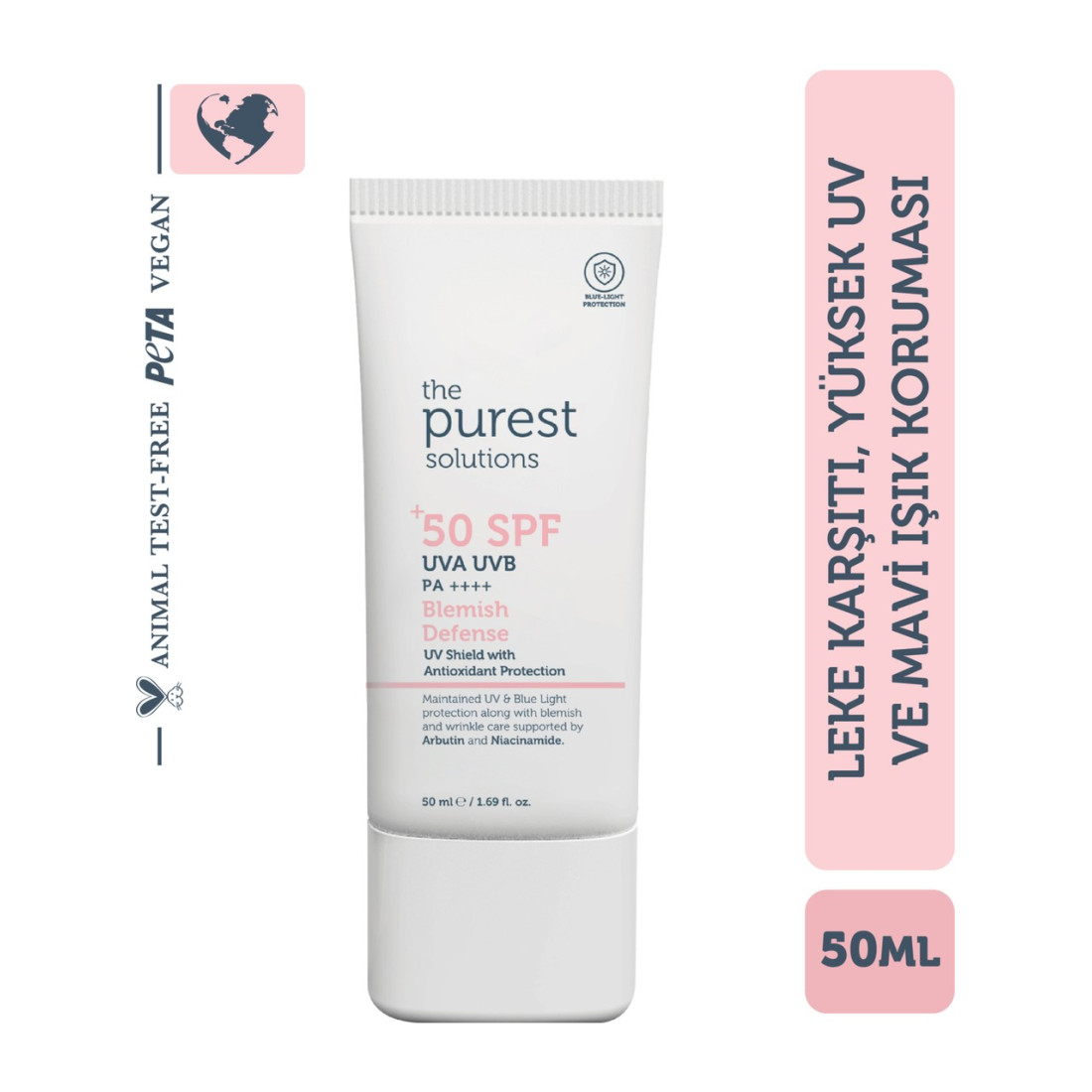 The Purest Solutions Leke Karşıtı ve Cilt Tonu Eşitleyici Renkli Güneş Koruyucu Krem Spf 50, 50 Ml