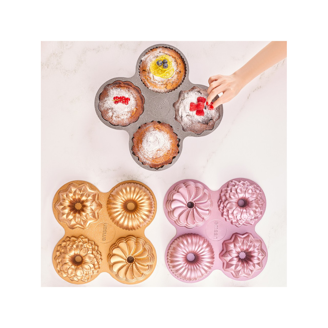 Emsan Griss Four In One 4'Lü Gri Kek Kalıbı