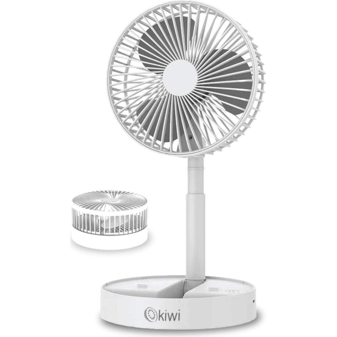 Kiwi Kfan-7608 Şarjlı Beyaz Katlanılabilir Mini Fan Masa Üstü Vantilatörü Usb Soğutucu Sessiz El Fanı