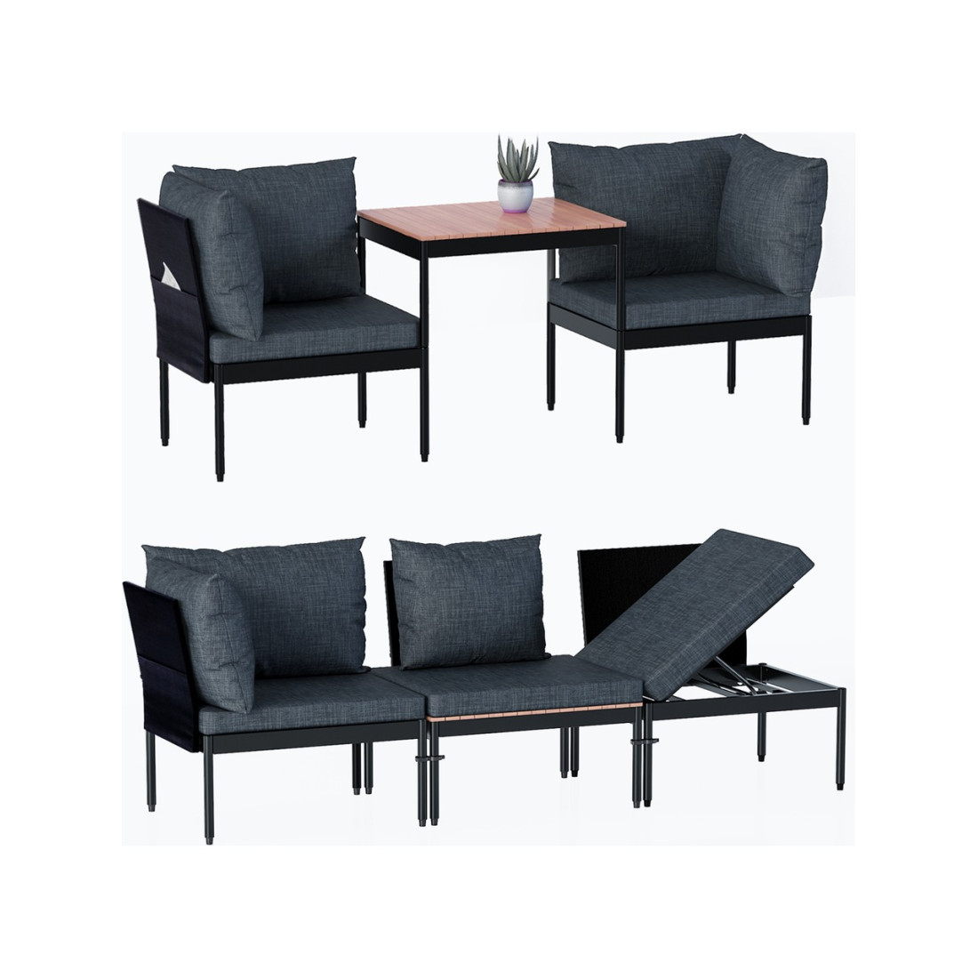 Limni Home Mini Multilounge Bahçe Balkon Mobilyasi, Şezlong