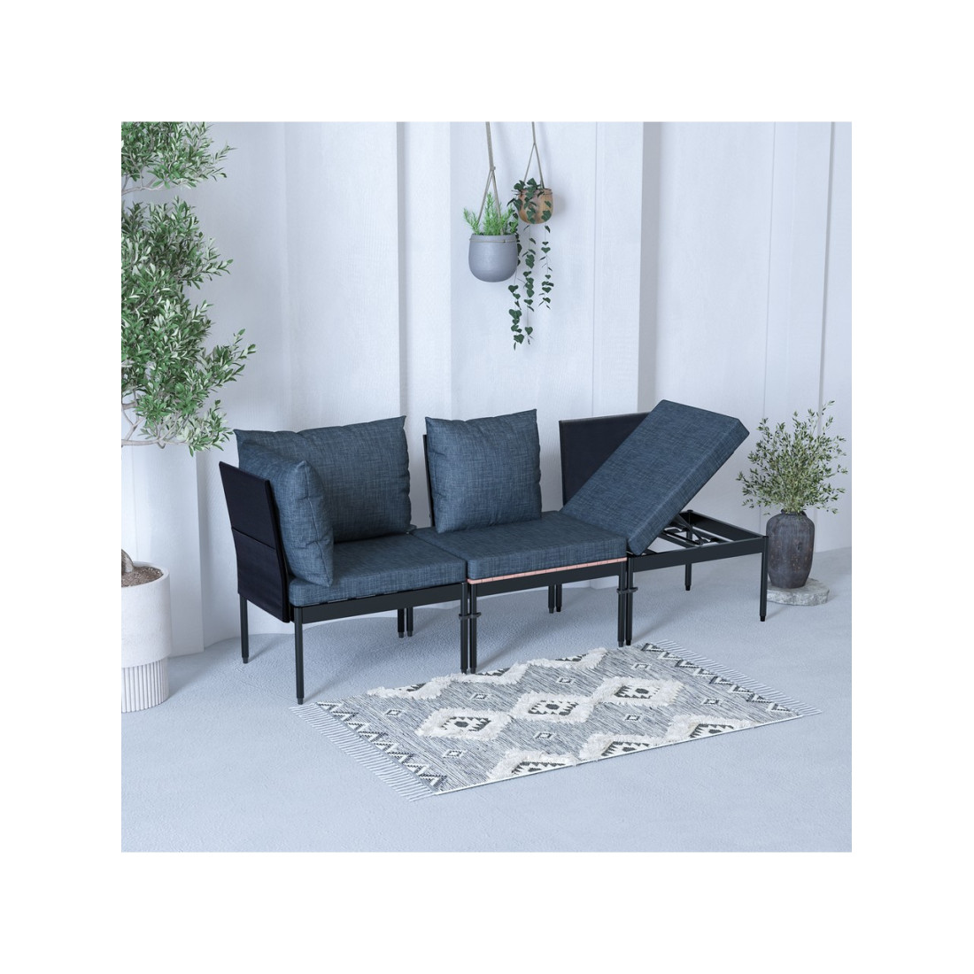 Limni Home Mini Multilounge Bahçe Balkon Mobilyasi, Şezlong