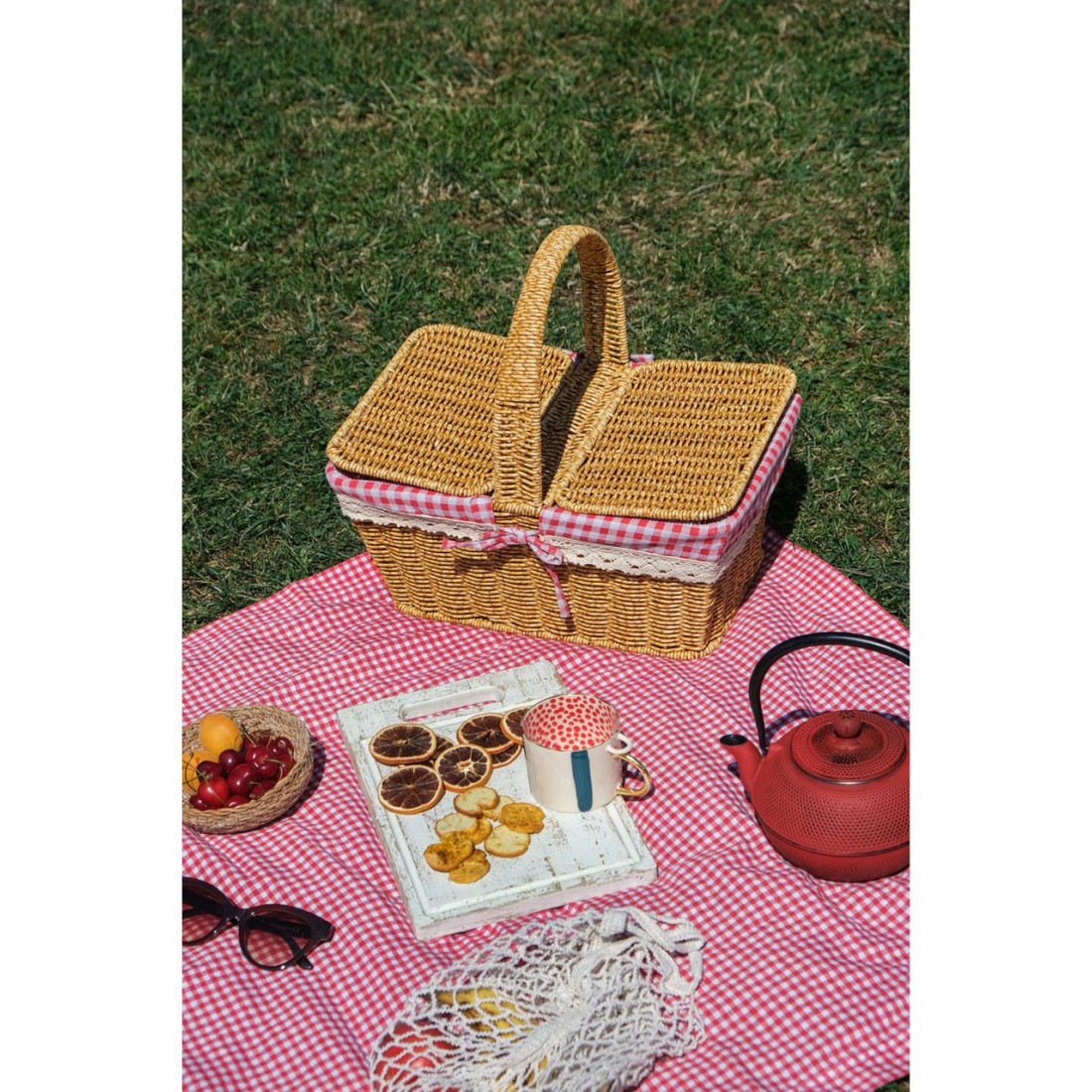 Sepetçi Baba Adelya - Piknik Sepeti Plastik Hasır Görünümlü - Frs205