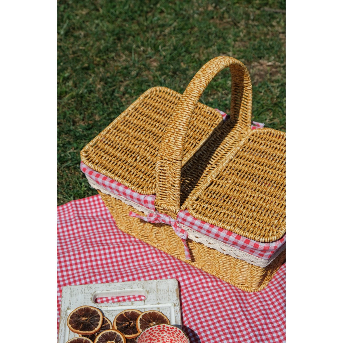 Sepetçi Baba Adelya - Piknik Sepeti Plastik Hasır Görünümlü - Frs205