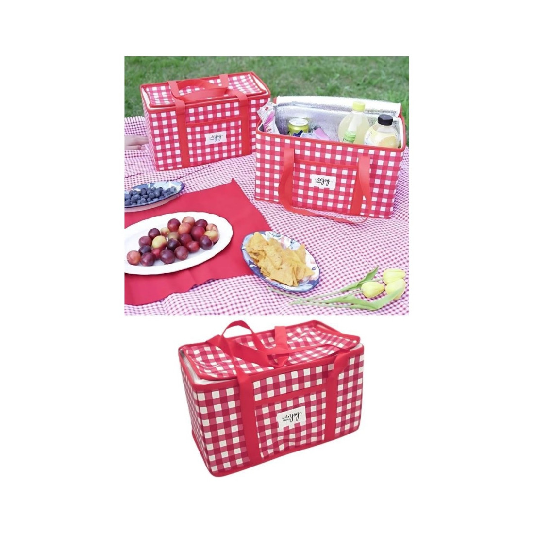 Flora Katlanabilir Termo Çanta, Isı Yalıtımlı Termal Kamp Piknik Çantası Sıcak Soğuk Tutucu 15 Litre