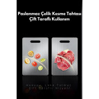Eryahome 2'Li Paslanmaz Çelik Kesme Tahtası Seti - Antibakteriyel,Dayanıklı ve Kullanışlı (30X40Cm-24X34Cm)