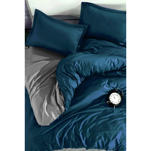 İqon Lastikli Çarşaflı Nevresim Takımı Çift Kişilik Military (Petrol)- Gri