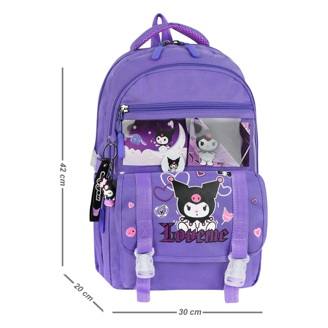 Alanç Gift Ortopedik Lila Aksesuarlı Kore Tarzı Kız Çocuk Okul Sırt Çantası Termal Beslenme,Kalemlik