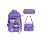 Alanç Gift Ortopedik Lila Aksesuarlı Kore Tarzı Kız Çocuk Okul Sırt Çantası Termal Beslenme,Kalemlik