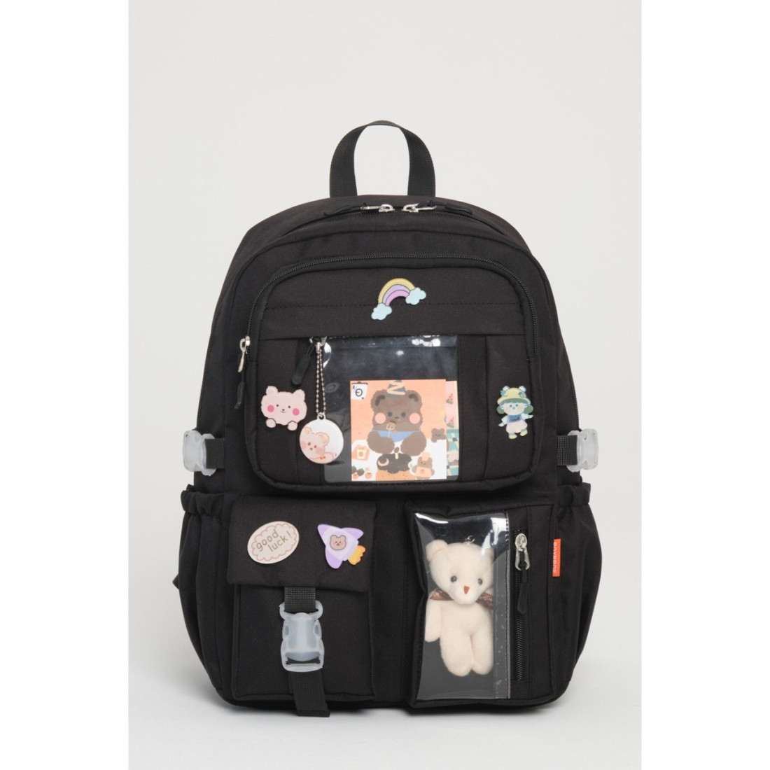 Roxbros Kawaii Kore Tarzı Aksesuarlı 3'Lü Set Çocuk İlkokul Çantası Kalemlikli Beslenme Çantalı Sırt Çantası