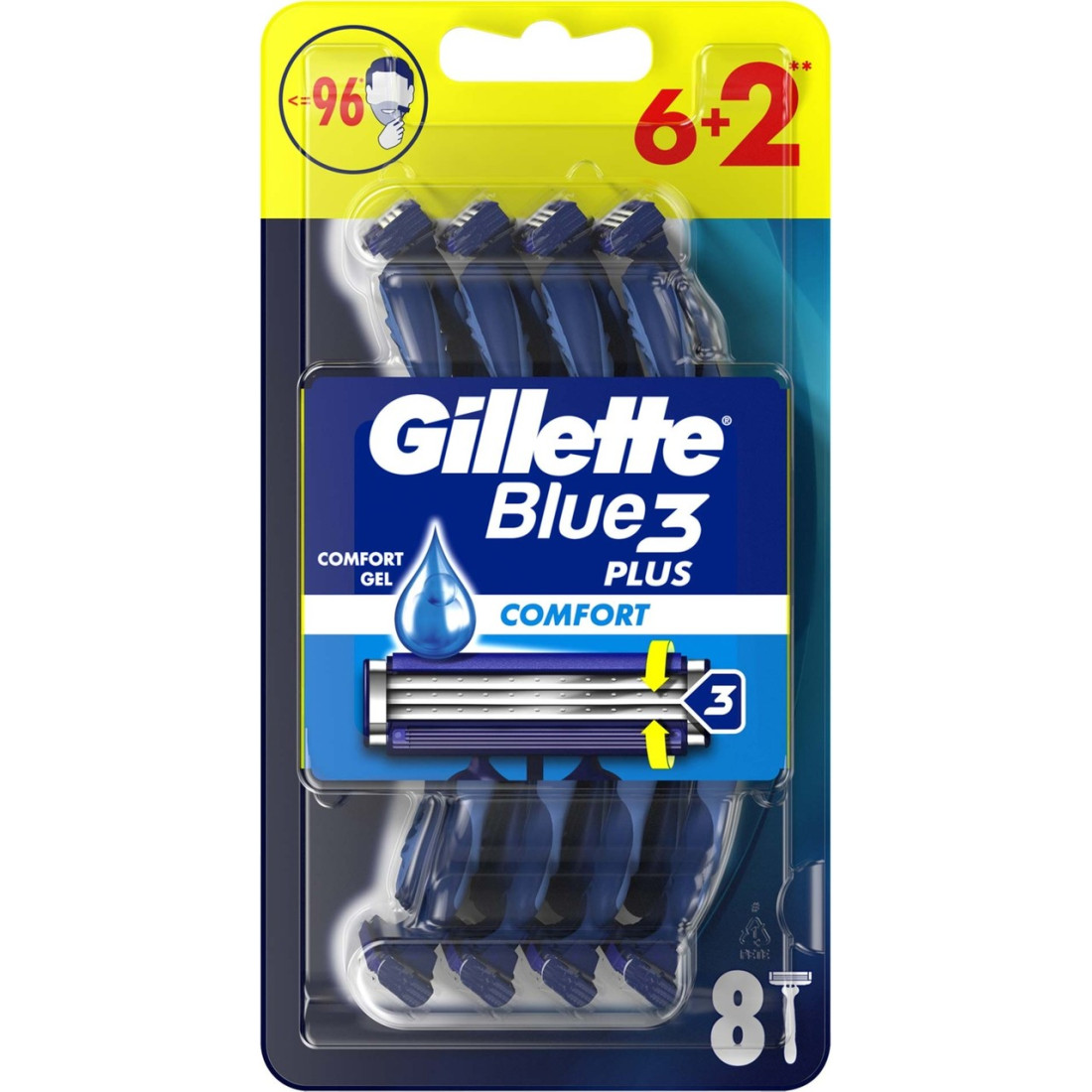 Gillette Blue3 Comfort Kullan At Tıraş Bıçağı 6+2 Adet