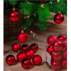 Sezy 12 Adet Cici Top Kırmızı Yılbaşı Çam Ağacı Süsü Dekor Süsleme Seti 3cm