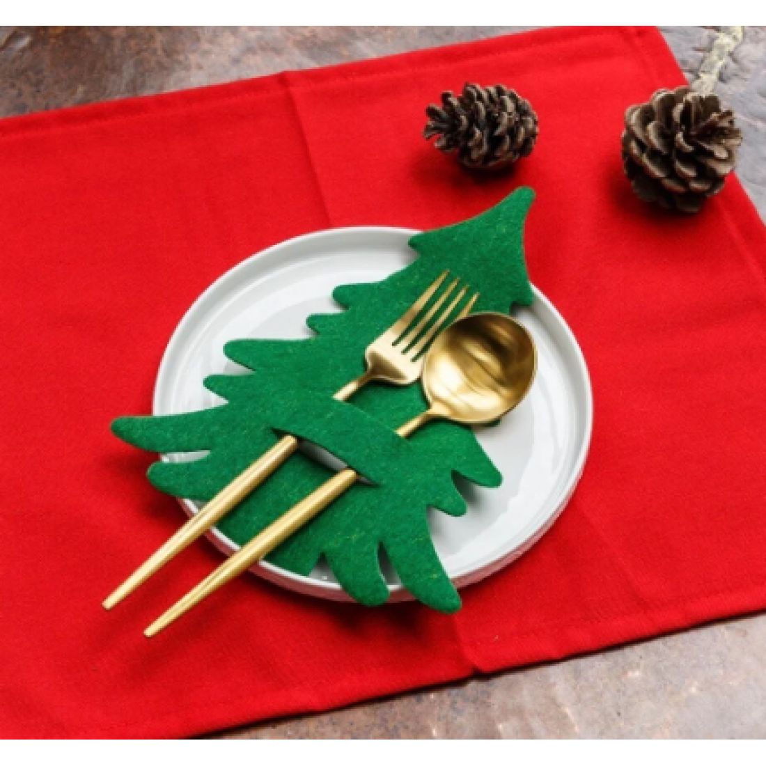 Emtory Home 6 Adet Yeşil Dekoratif Çam Ağacı Kaşıklık