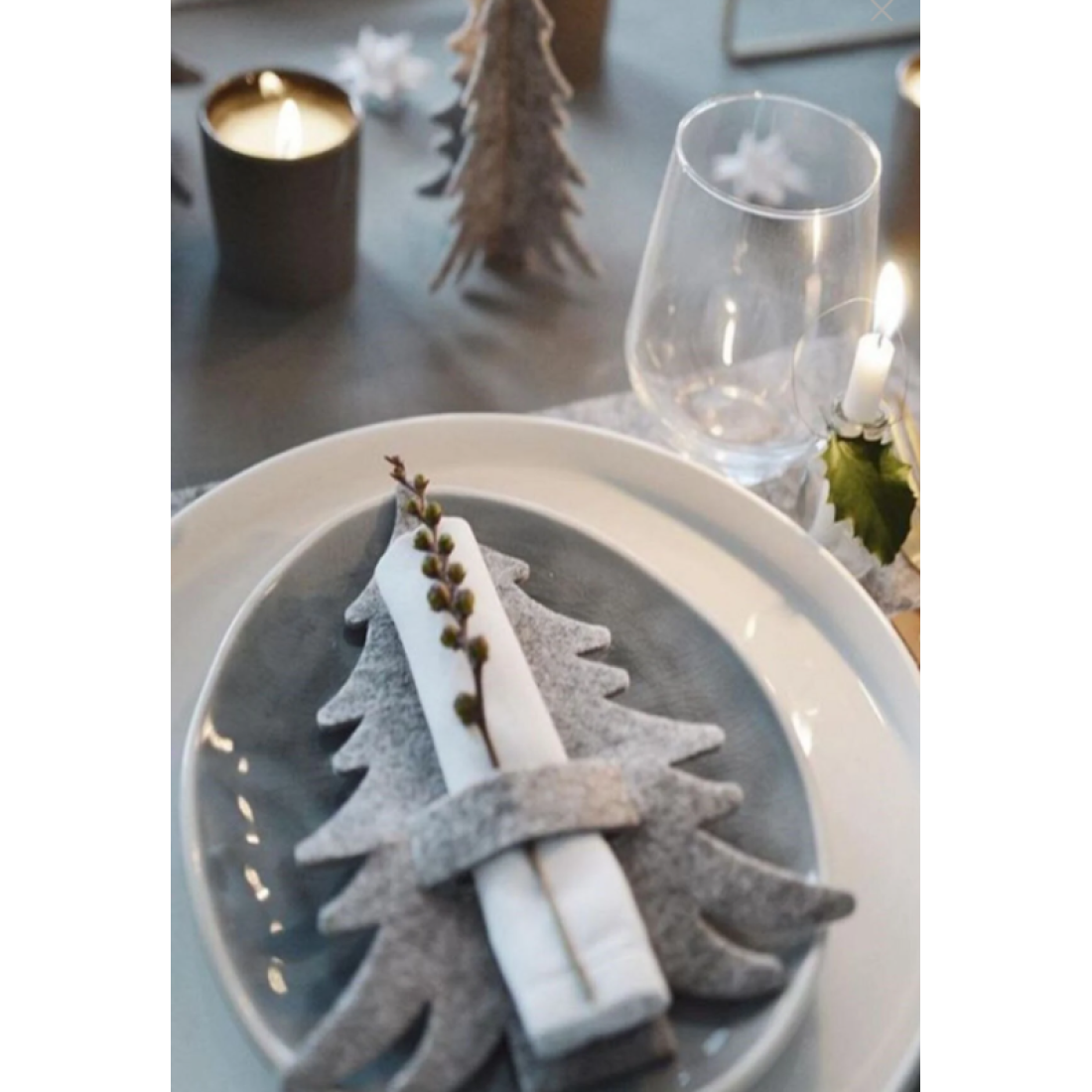 Emtory Home 6 Adet Gri Dekoratif Çam Ağacı Kaşıklık