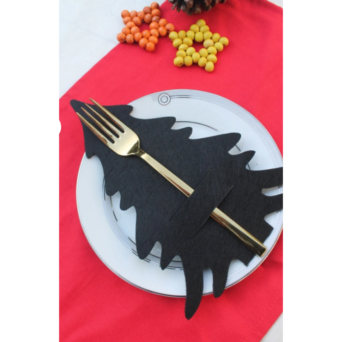 Emtory Home Siyah 6 Adet Dekoratif Çam Ağacı Kaşıklık - Yılbaşı Dekoru