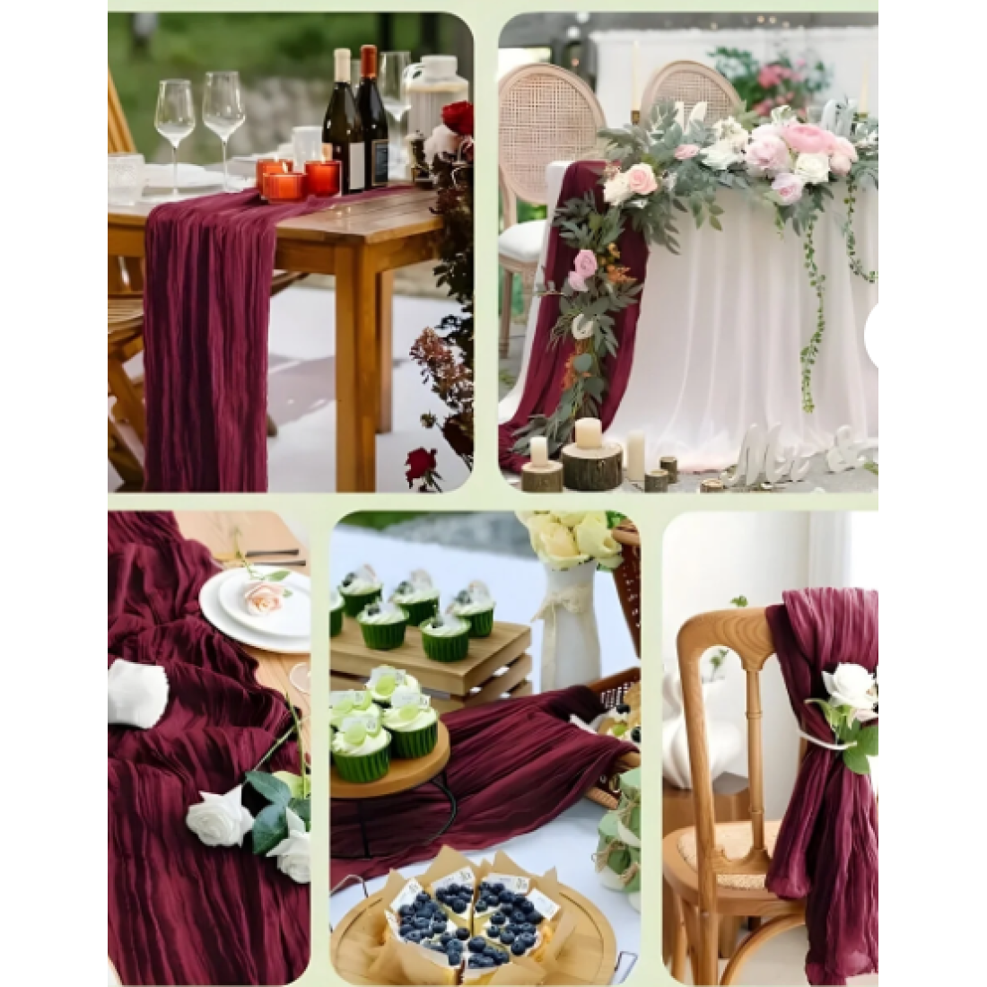 Kitchen Vogue Bohem Dekoratif Runner Masa Örtüsü (90x180) - Bordo