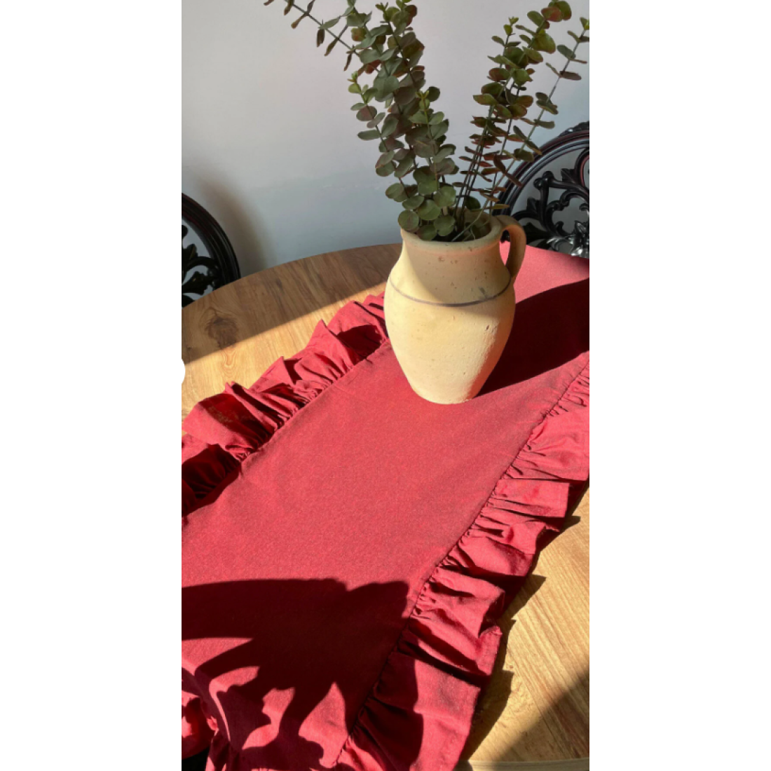KAMİZ Fırfırlı Bordo (Kırmızı) Runner 40x110