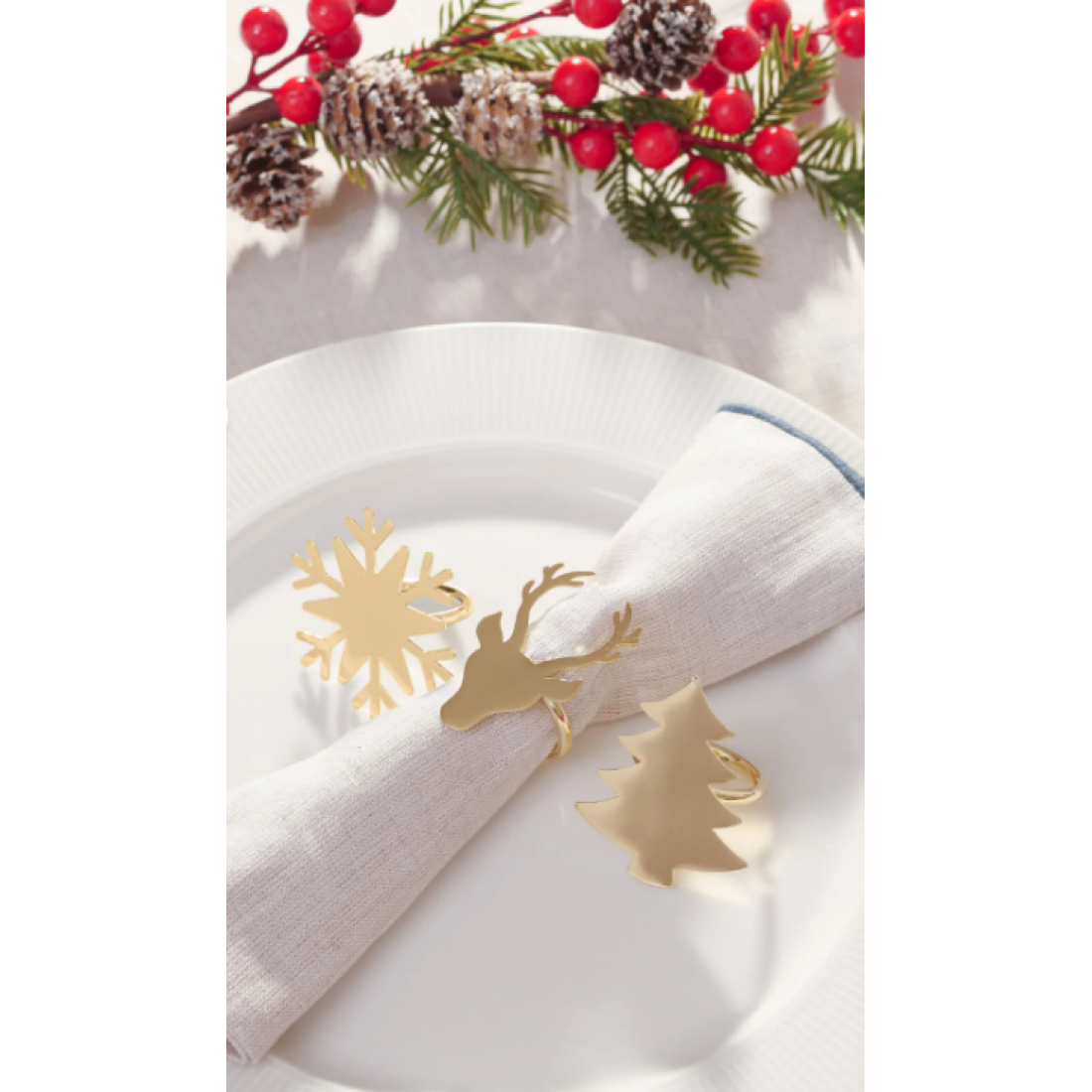 FH finehome Dolly Yılbaşı 6'lı Gold Peçete Yüzüğü Seti