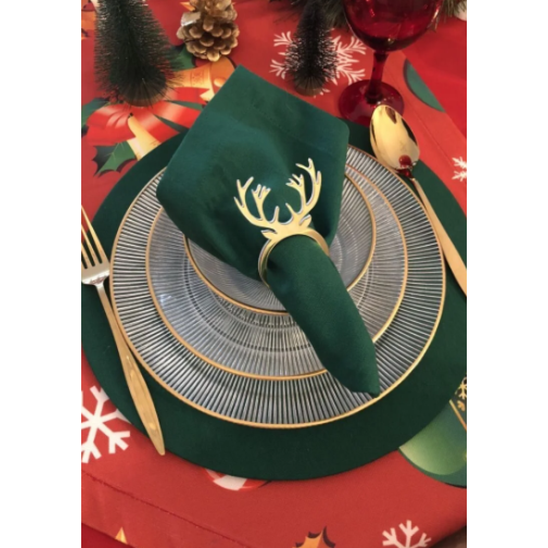 Ayd Home Yılbaşı Peçete Yüzüğü 6 Lı Gold Geyik Pleksi Yeniyıl Sunum Sofra Dekor Masa Peçetelik Halka