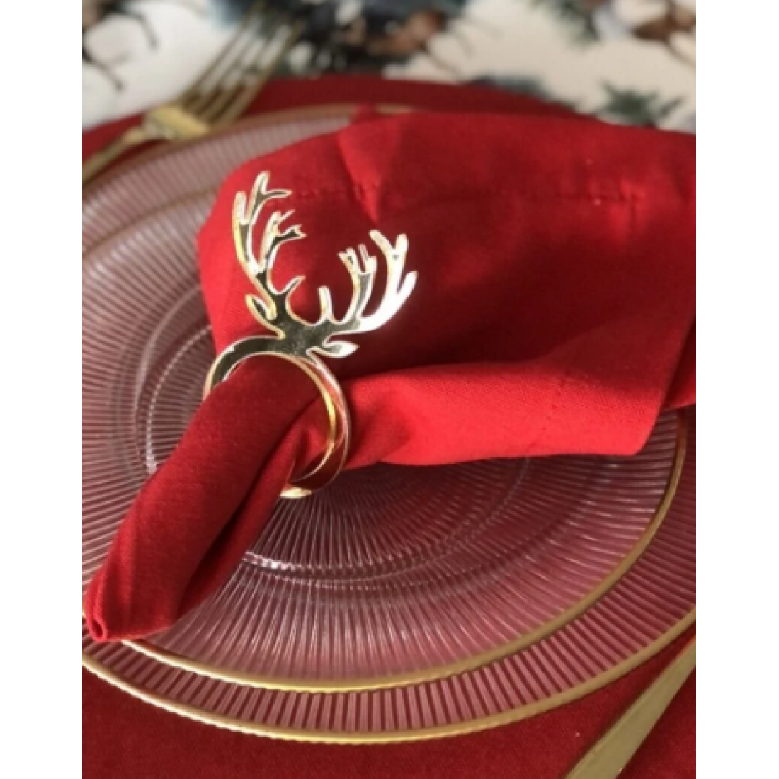 Ayd Home Yılbaşı Peçete Yüzüğü 6 Lı Gold Geyik Pleksi Yeniyıl Sunum Sofra Dekor Masa Peçetelik Halka