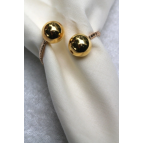 Emtory Home 12 Adet Gold Bead Metal Halkalı Peçete Yüzüğü - Napkin Ring